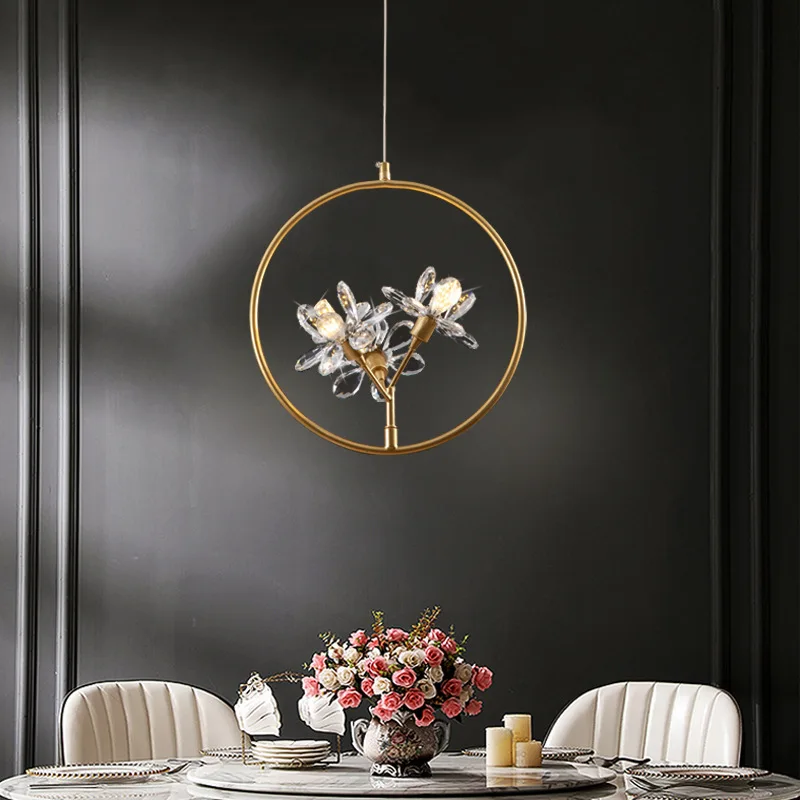 

Postmodern bubble crystal flower golden ring LED chandelier kitchen corridor bedroom luxury loft decoration home NJ70711
