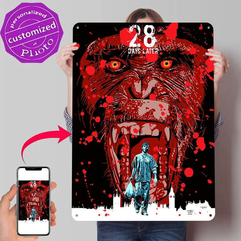 28 Days Later Movie Art 3D Texture Printed Poster Custom Vintage Metal Tin Plate Sign for Wall Art Home Decoration Gaming House