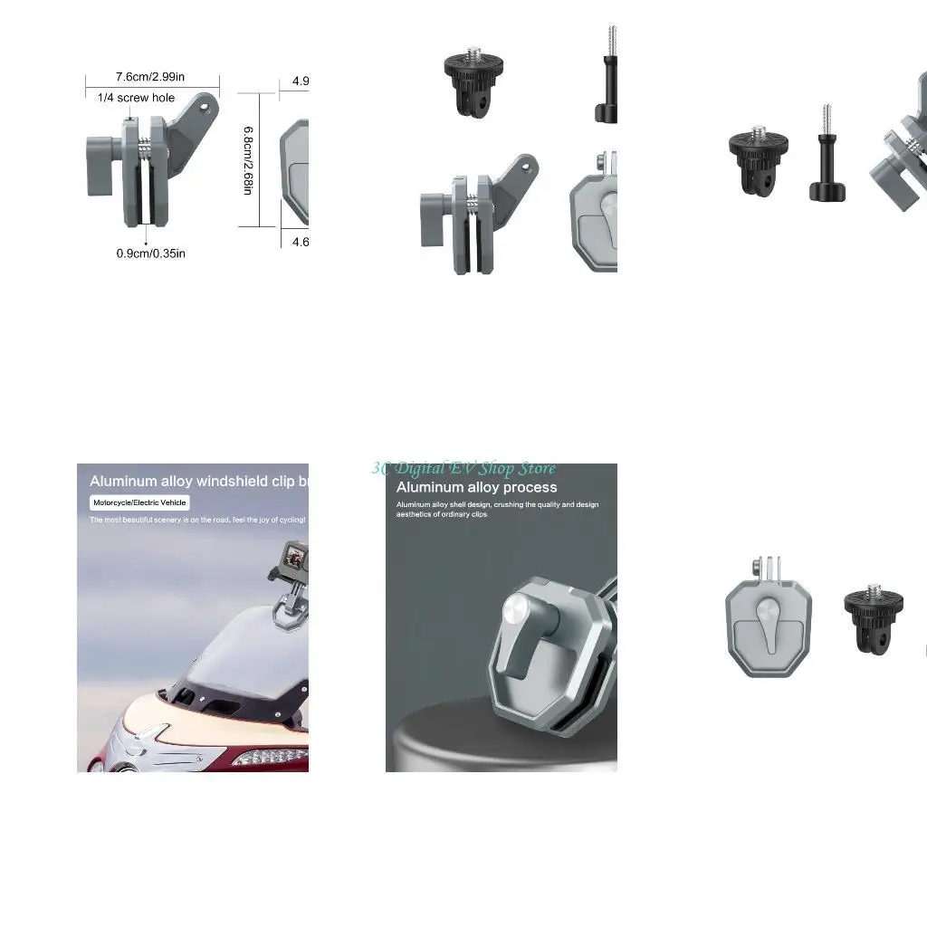 E74D 360 Degree Rotating Camera Bracket for Motorbike Riders with Strong Grip for Various Action Cameras