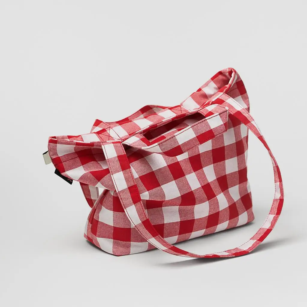 Disney New Red Plaid Mickey Lady Plaid Children\'s Shopping Bag Shoulder Tote Girls Bag Handbags Kids Bag