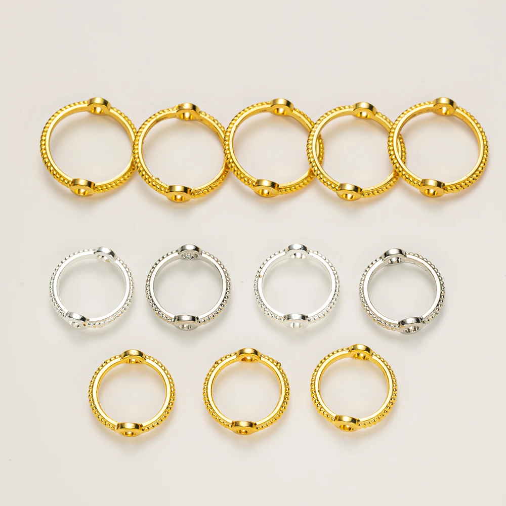 

10Pcs 9/11/13mm Double Holes Circle Frame Spacer Rings Connectors For DIY Necklaces Bracelets Jewelry Making Accessories