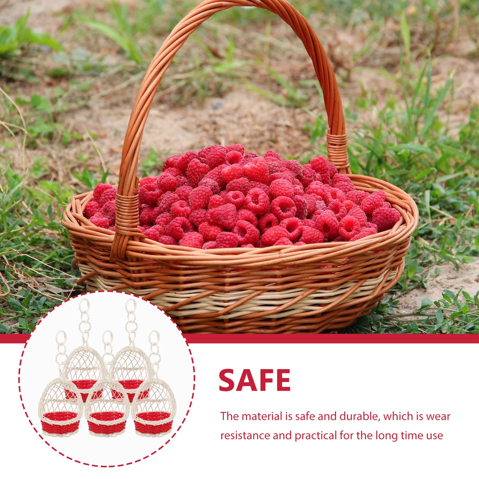 

5Pcs Hand Woven Rattan Basket Storage Container for Home Organizing Sundries Food Cosmetics Documents Decorative Flower Basket