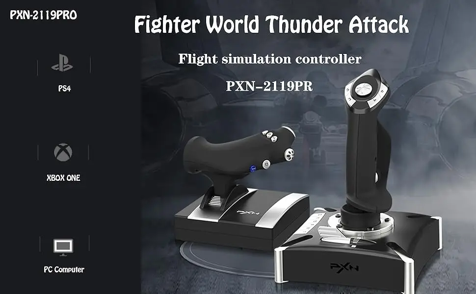 PXN-2119Pro Flug-Joystick für PC, Vibrations-Flugsimulator-Stick, Unterstützt Windows 7/8/10, USB-Controller – Detail 1