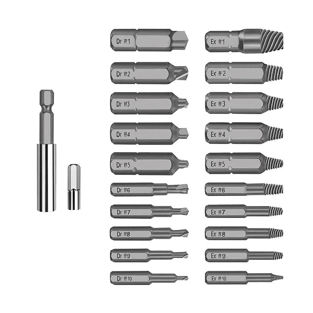 Danificado Parafuso Extractor Set, Brocas, Parafuso Set, Fácil Out, Alloy, 22