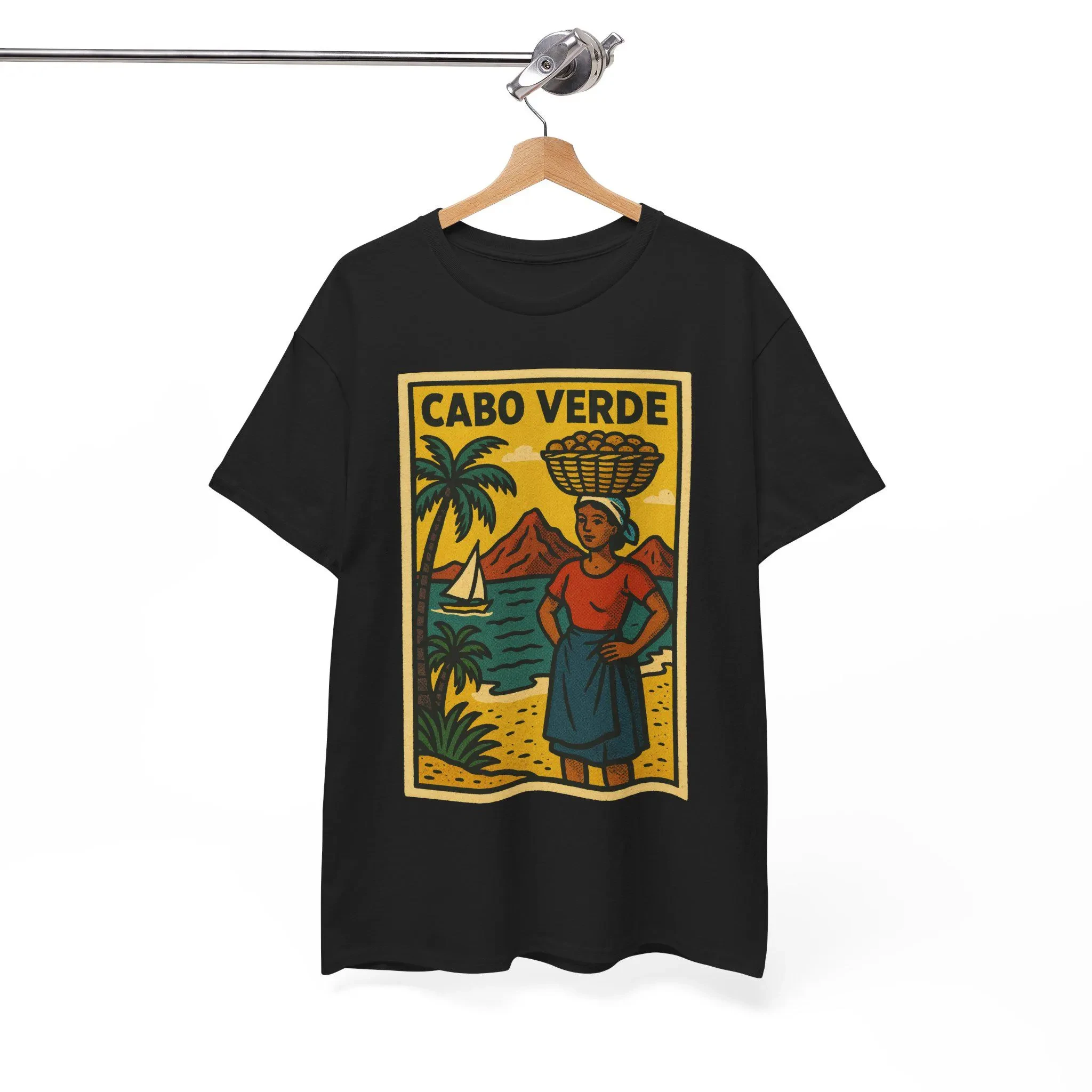 2026 New Unisex Cotton Cabo Verde Vintage Flag Graphic T Shirt Retro Comic Style Island Travel Gift for Cultural Pride Lovers