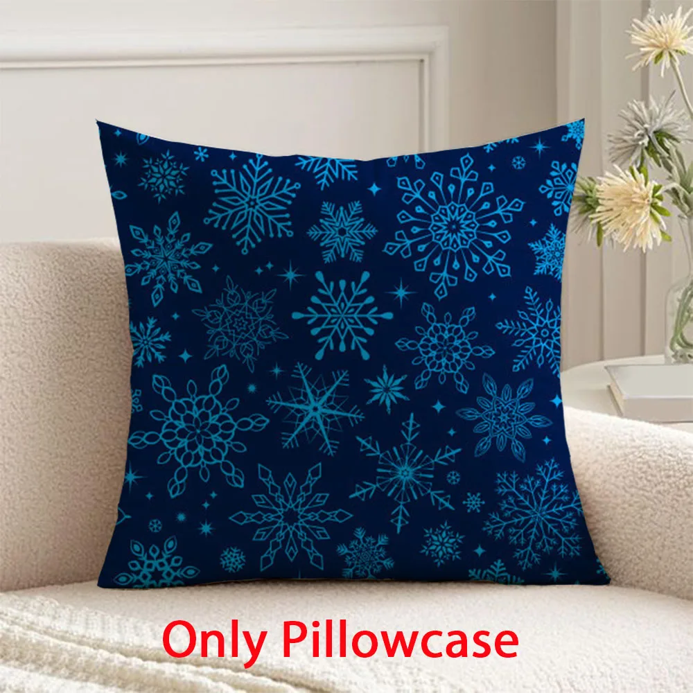 

Merry Christmas Pillow cover blue winter decorative 45x45 cushions cover for New Year home decor Snowflake pattern pillow case