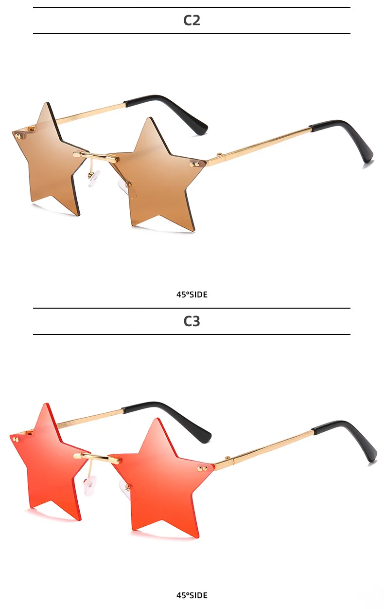 Randlose Sternform-Sonnenbrille, trendige Sonnenbrille für Damen und Herren, Partybrille, lustige Pentagramm-Brille, Weihnachten, Weihnachtsdekoration – Detail 12