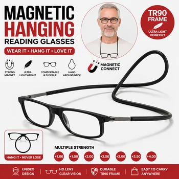 Folding Neck Hanging Presbyopia Glasses Hd Resin Fashion Magic Magnet Presbyopia Glasses…