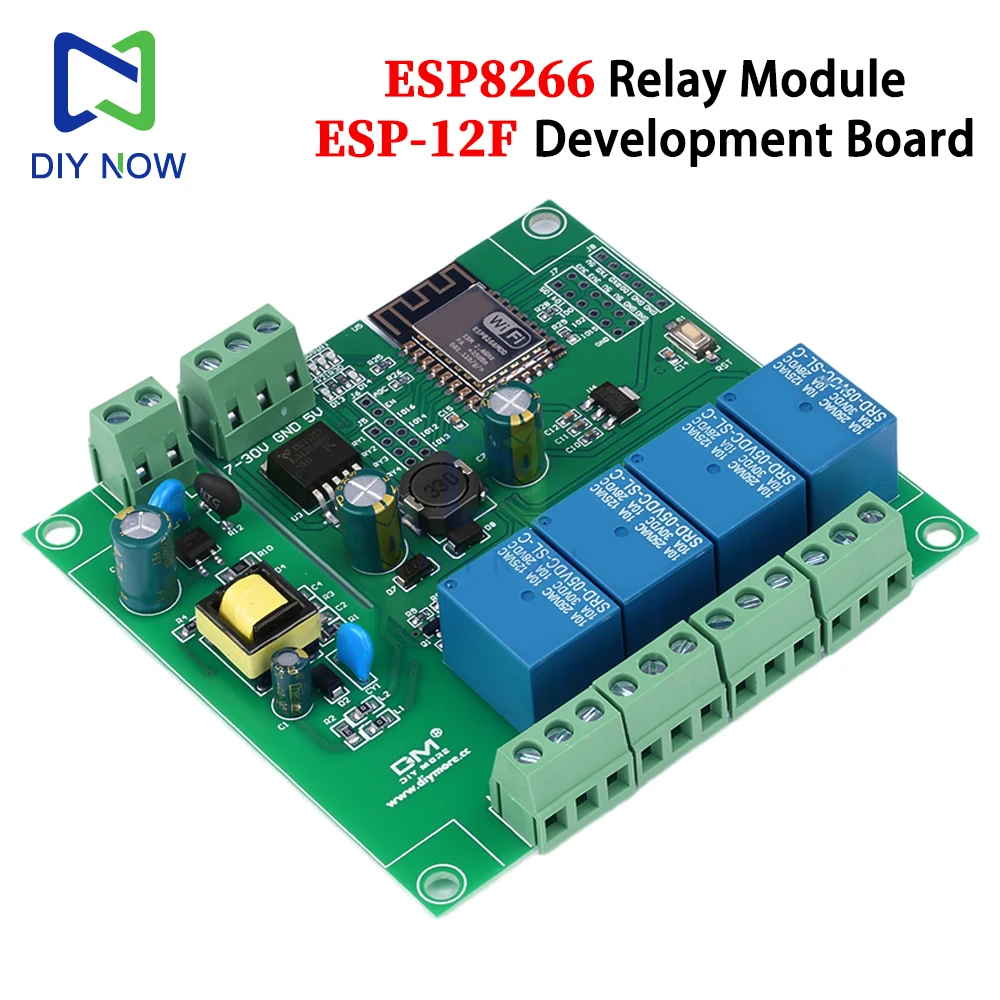 

ESP8266 ESP-12F Development Board Voltage Monitoring Relay DC7‑12V/5V Relay Module WiFi 4‑Channel Industrial Parts AC90-250V