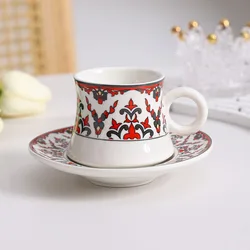 Exquise Paleis Keramische Theekopje Goud Geschilderde Bloem Espresso Cup 80Ml Mini Cup Dessert Gebak Mok Verjaardagscadeau Huisdecoratie