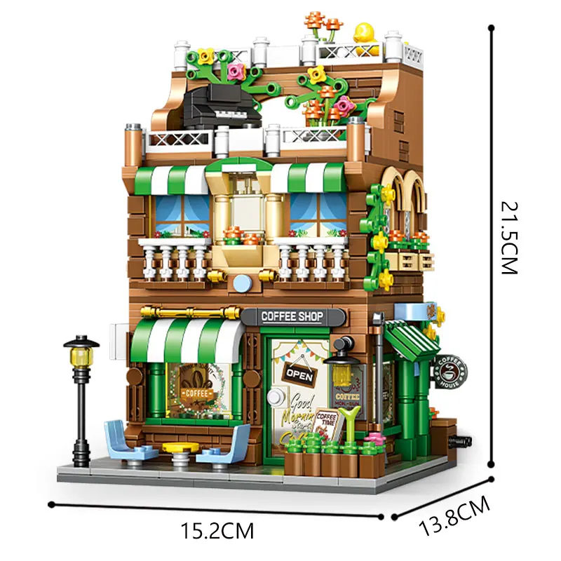 

Coffee Shop Building Blocks Architecture Model Boys Gift City Series Assembly Puzzle Building Blocks Kids Toy Girls Gift