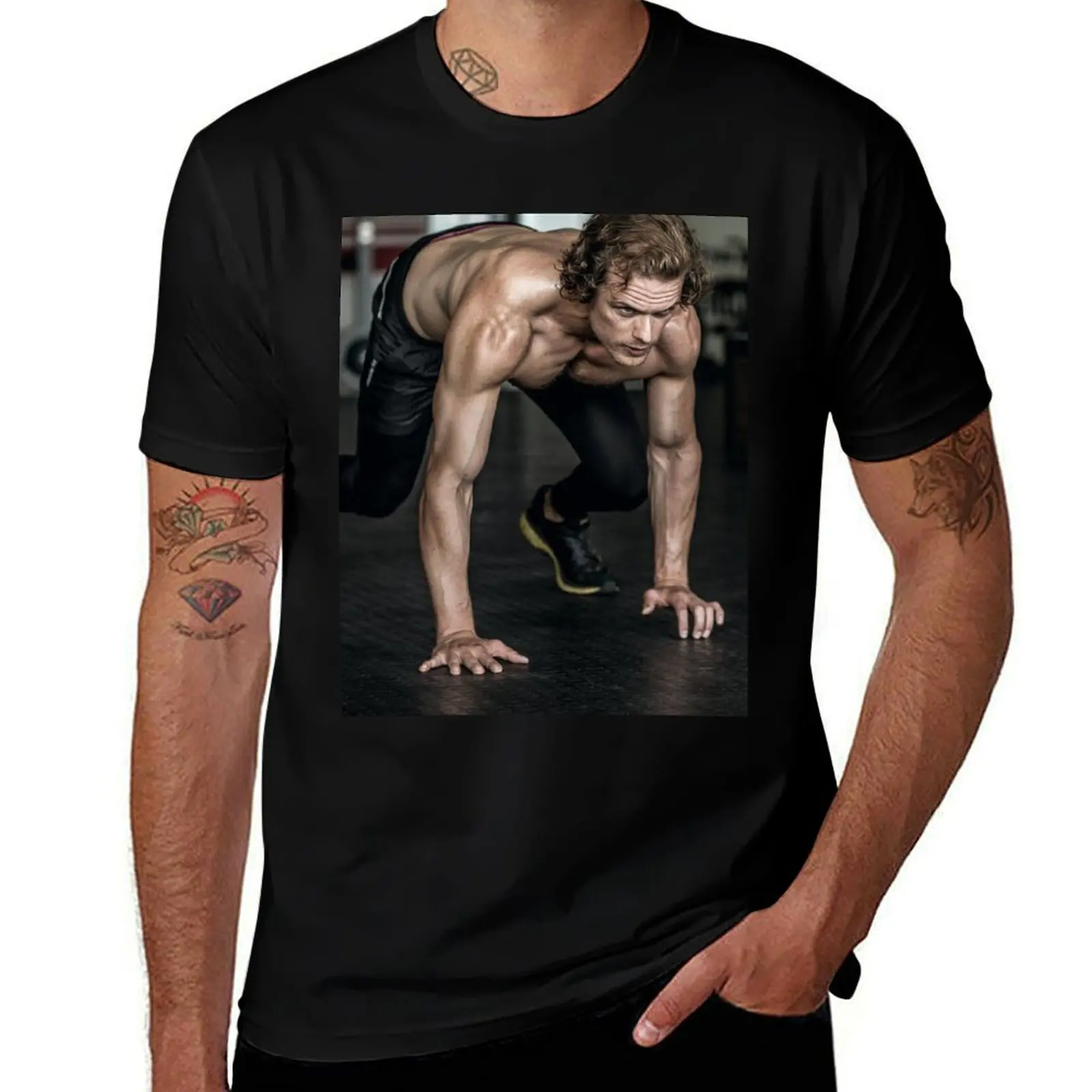 

sam heughan T-Shirt men t shirt cotton 100% T-Shirt