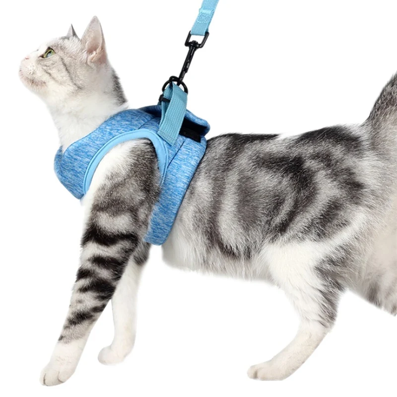 Adjustable Anti-Escape Small Cat Belt Kitten Harness with Reflective Strapad Breathable Soft Pet Vest Mesh Cats Traction Belt