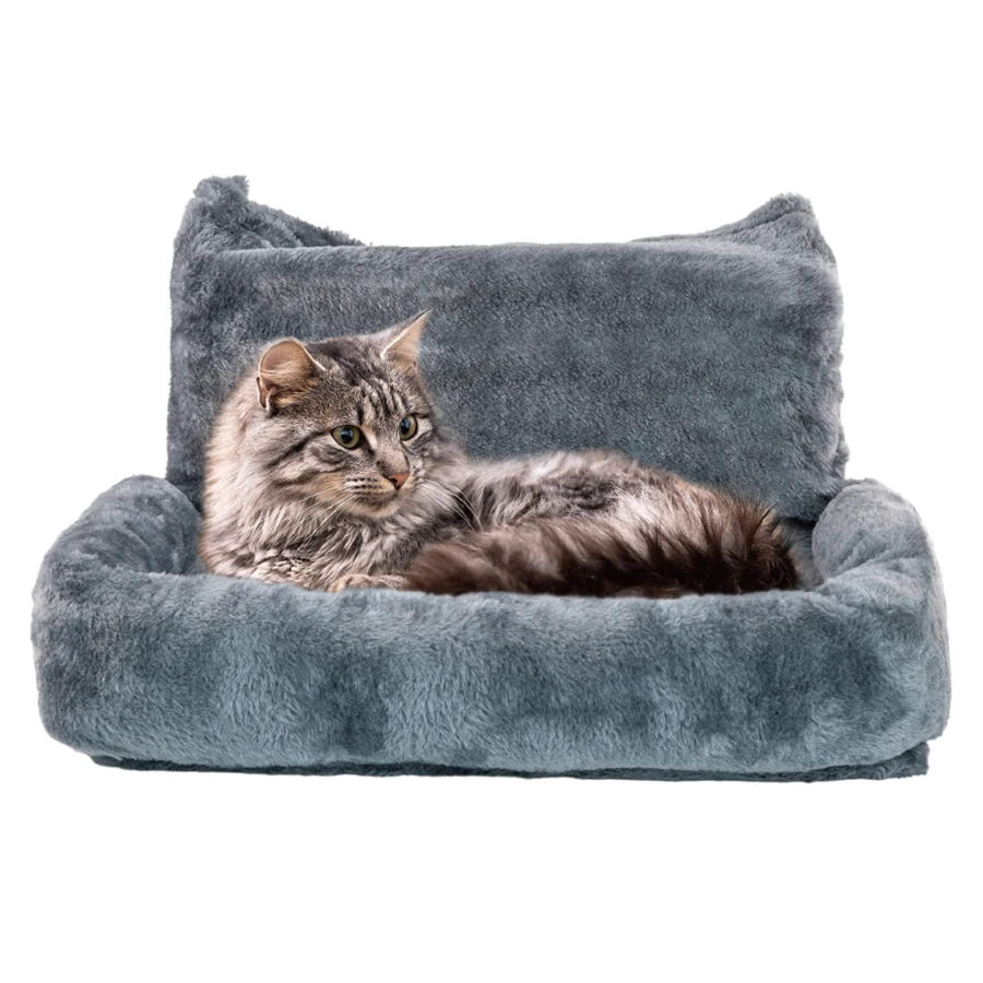 Cat Radiator Bed - Hanging Plush Basket Hammock with Cushion and Adjustable Metal Frame to Hook onto Radiators