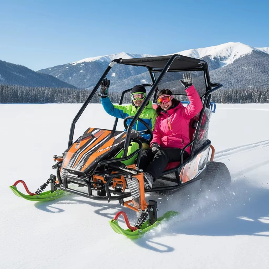 

Curious Fun Two-seater Smooth Ride Experience Hydraulic Suspension System All-Terrain Comfortable Travel Electric Snowmobile