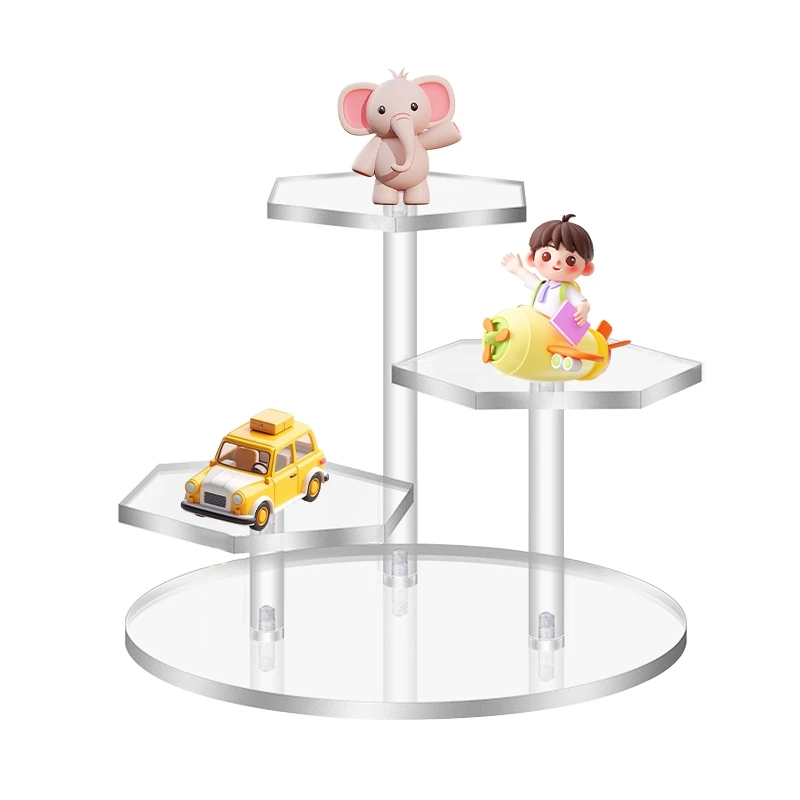 3 4Tiers Acrylic Figurine Display Rack Doll Stand Jewelry Collection Stepped Organizer Holder Cosmetic Risers Home Wedding Decor