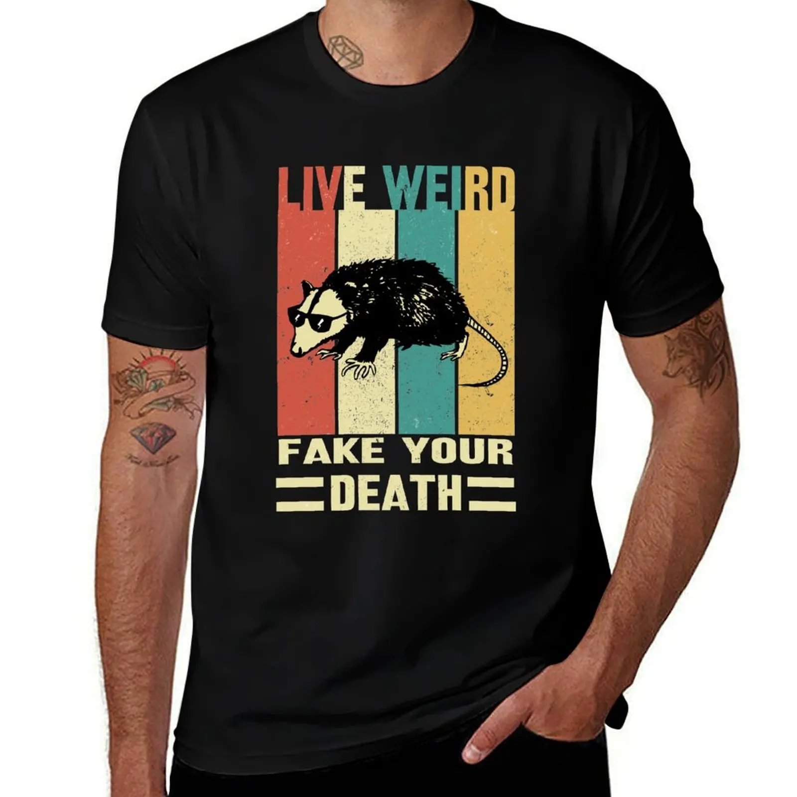 

Possum: live weird fake your death funny gift Spirit Awesome possum Tee Cool Graphic T-Shirt
