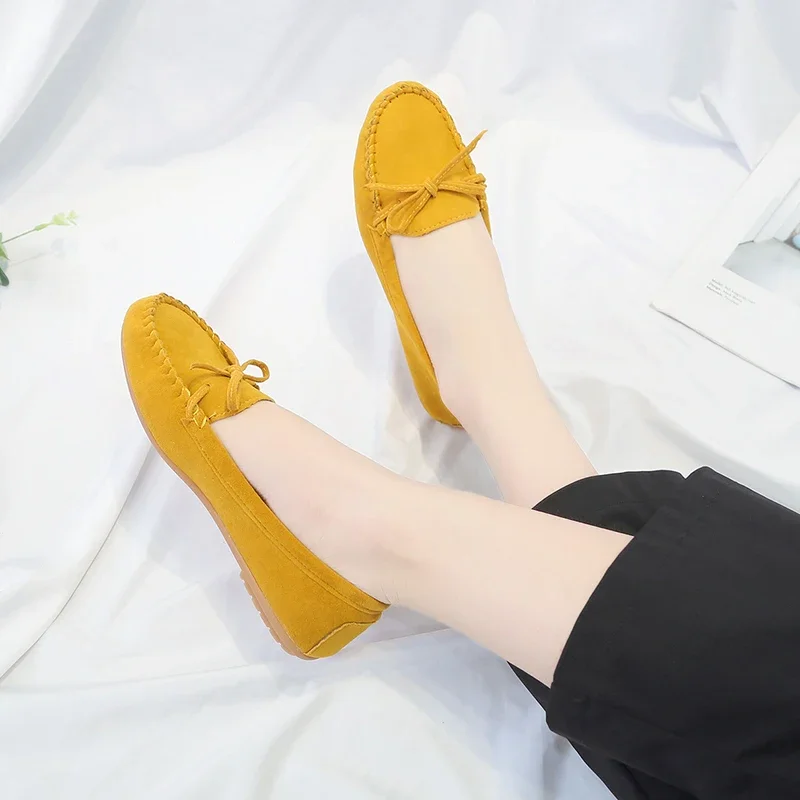 Modische Damen-Slipper mit Rundzehe und Schleife, Weiche Sohle, Slip-On Mokassins, Tägliche Freizeitschuhe – Detail 10