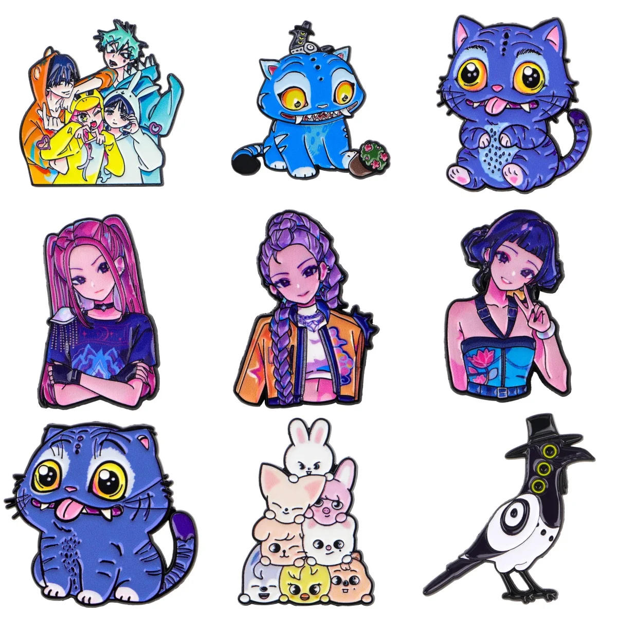 Broche en émail de musique coréenne, broche tigre et corbeau de dessin animé pour manteau, broches pour femmes, Badges à revers à la mode, bijoux cadeau pour amis
