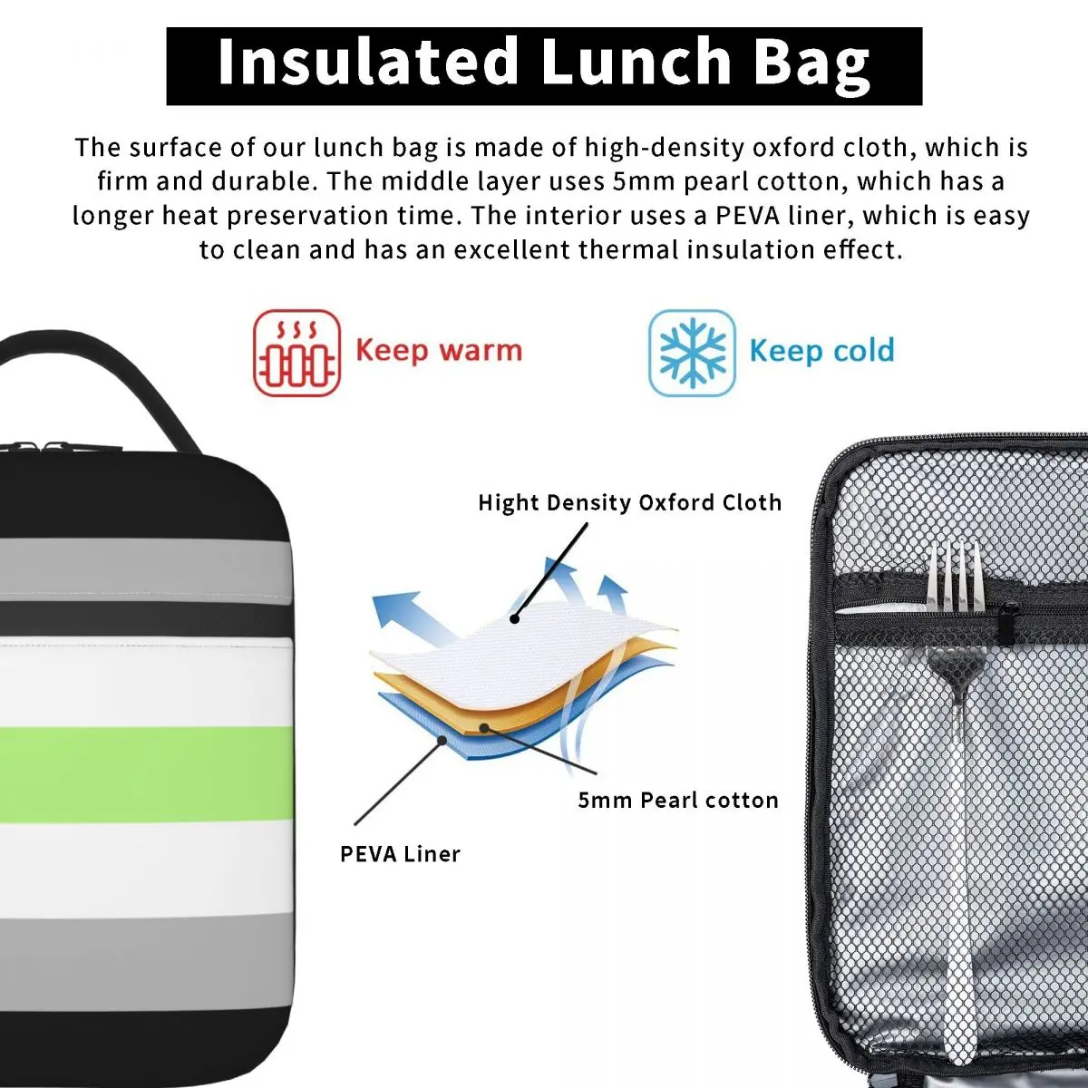 Agender Accessories Insulated Lunch Bag Travel Lunch Container Portable Fashion Cooler Thermal Lunch Box