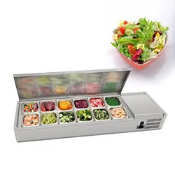 Mvckyi Commercial 59'' Countertop Refrigerated Sandwich Salad Condiment Prep Table Station 110V Stainelss Steel Bar