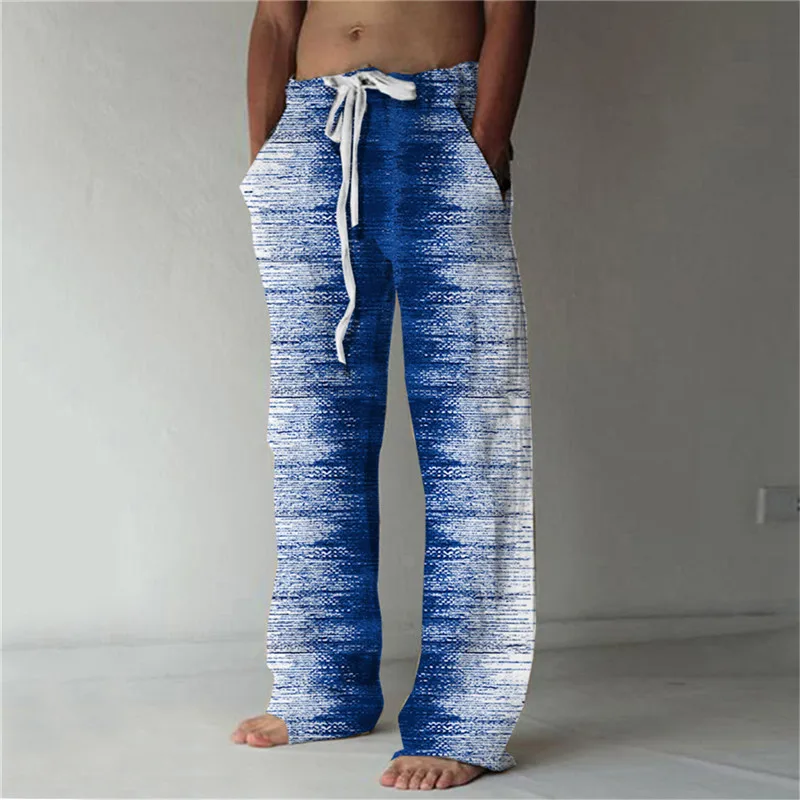 Hawaiian Style Pants Summer Fashion 3D Printed Wide Leg Pants Holiday Casual Loose Pants Men\'s Loose Beach Pants