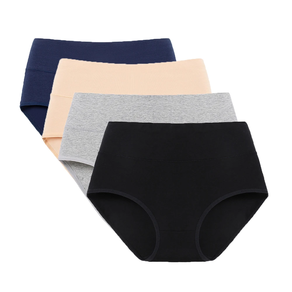 4PCS/set Cotton Underwear Woman High Waist Panties Comfort Brief Panty Breathable Female Lingerie for Girls