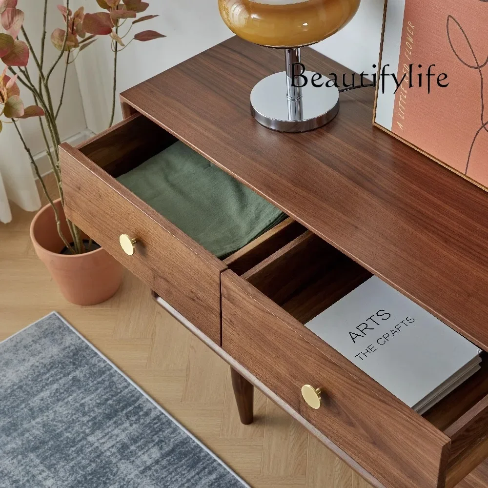 R Schwarzer Walnuss Nordischer Massivholz-Aufbewahrungs-Seitenschrank Schlafzimmer Wohnzimmer Aufbewahrungsschrank Moderne Massivholzmöbel