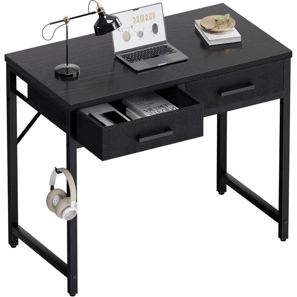 

32 Inch Small Computer Desk with 2 Ders or Bedroom Study Writing Home Oice Table or Small Spaces Black