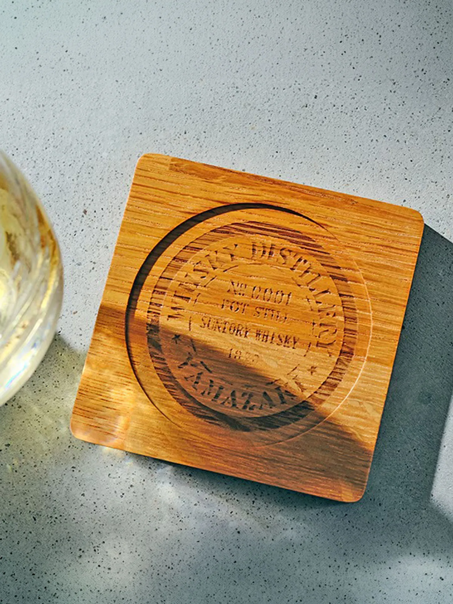 Posavasos de Madera de Roble Yamazaki Whiskey Barrel Centennial, Estilo Retro Japonés, Accesorios de Bar, Hecho a Mano