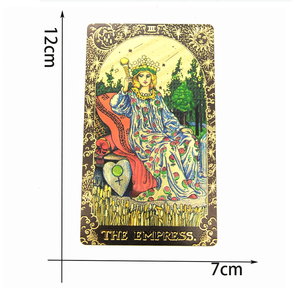 New Black Gold Sun 7X12cm Gold Foil Tarot English Card Waterproof Game Poker Diving Girl Emotional Interactive Chessboard Game