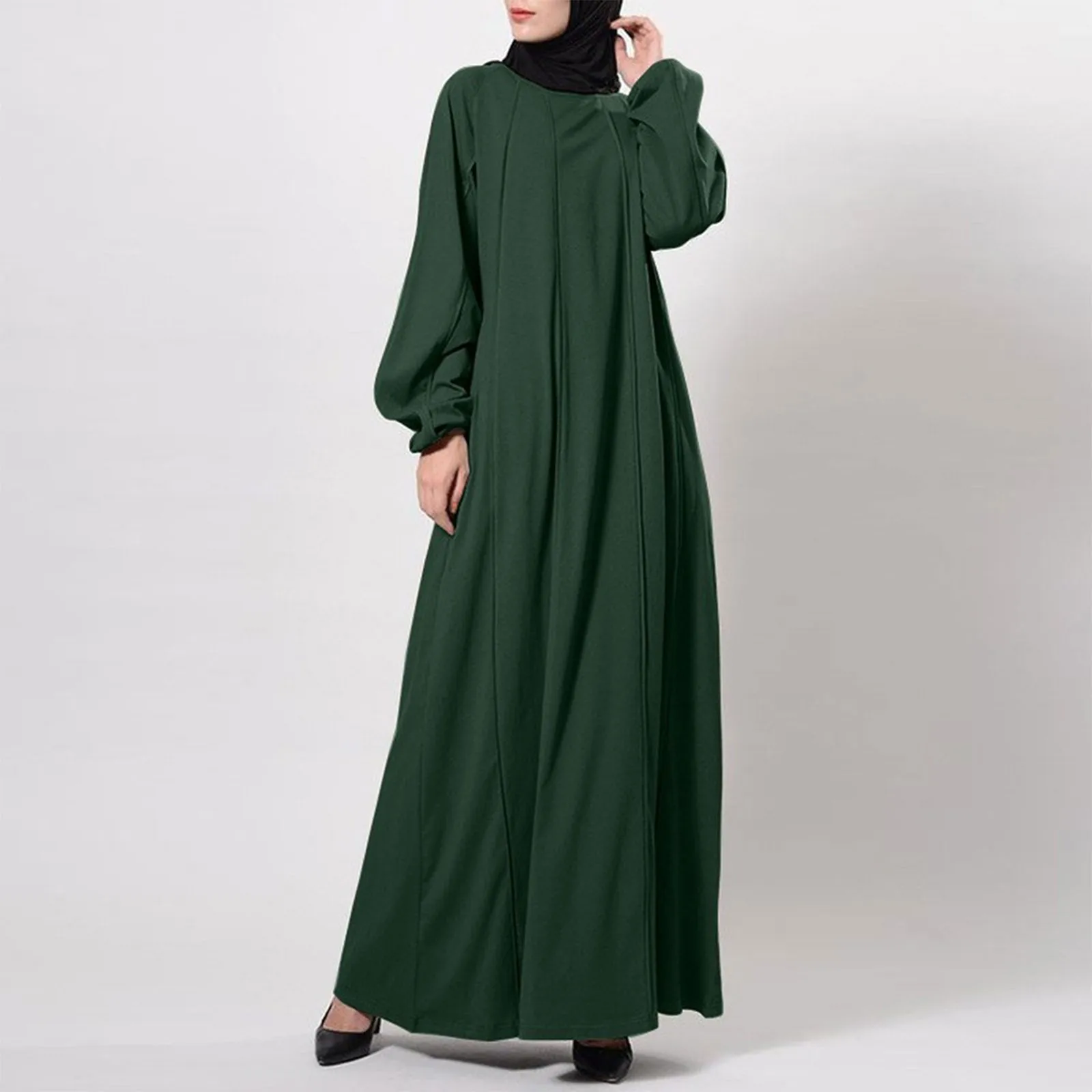 

Women's Muslim Long Sleeve Abaya Casual Dress Dubai Outfits Solid Elegant Slim Long Women's Muslim Dress Abaya Elegant Robe