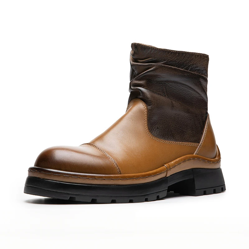 

Мужские роскошные черные ботинки из натуральной кожи, винтажные непромокаемые высокие уличные черные туфли до щиколотки для мальчиков, мужские ковбойские туфли