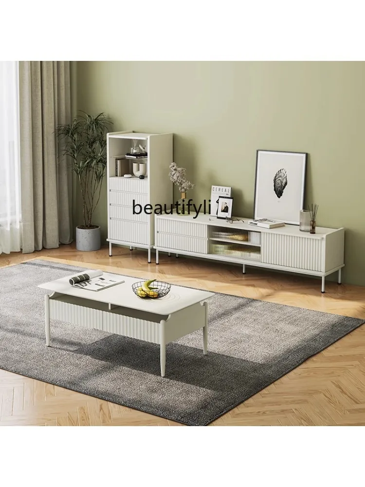 Modern Simple Coffee Table Medium and Small Apartment Living Room Home Storage Nordic Multi-Functional Creative New Khaki White