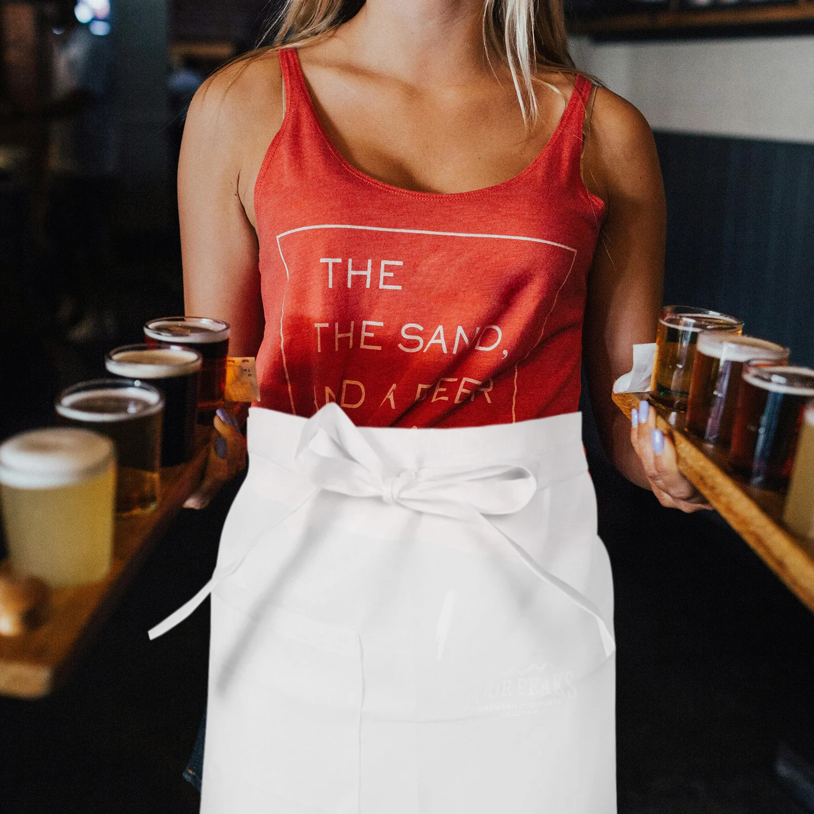 

Unisex Half Bistro Apron White Single Waist Apron for Restaurants Kitchens Servers Cooking Bbq Grill