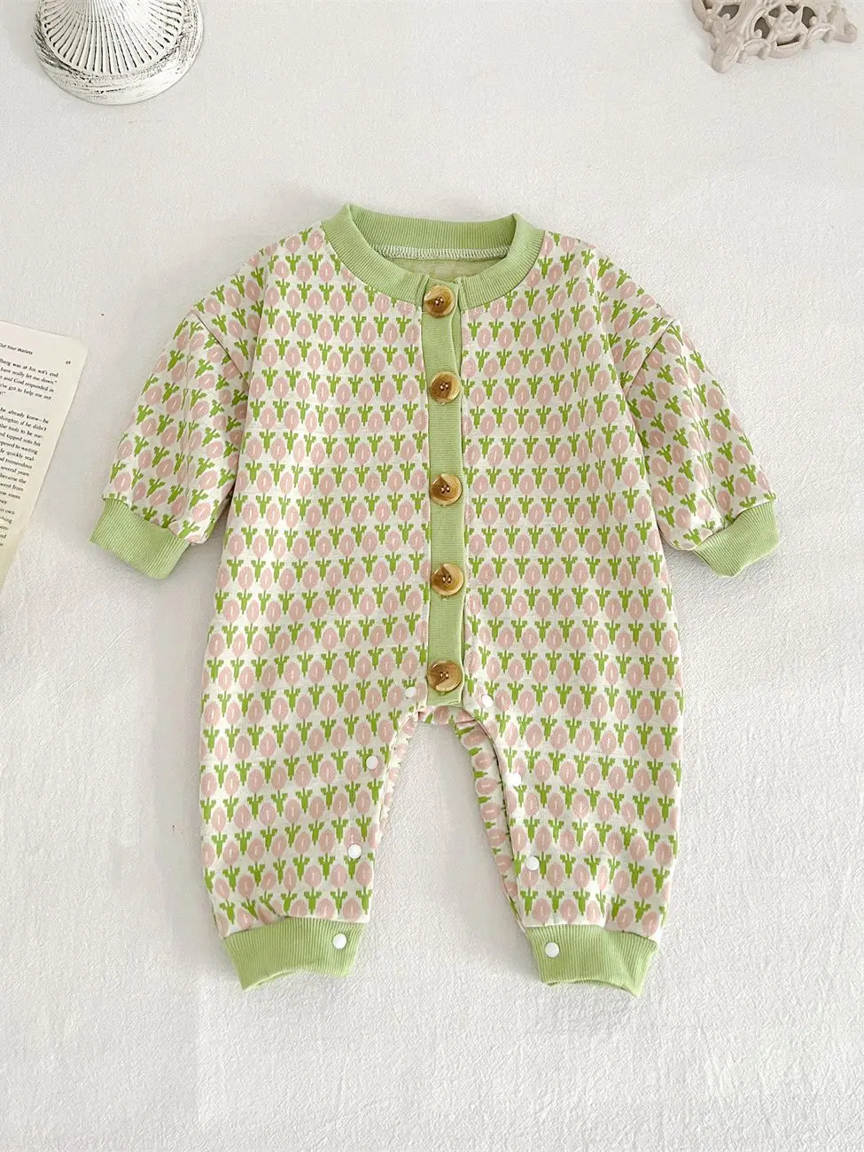 Korean Newborn Baby Boys Girls Autumn Winter Bear Cotton Long Sleeve Jumpsuit Clothes 0-12 Months Outerwear Bodysuits