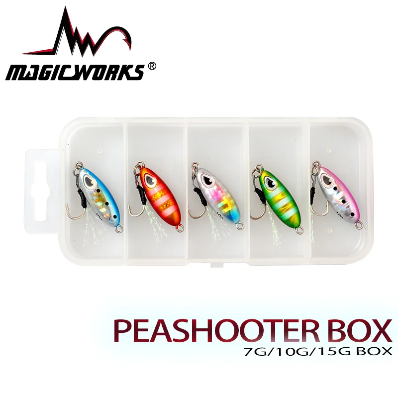 

MAGIC WORKS Fishing Supplies New 7g 10g 15g 5PCS/Box Artificial Bait Kit Metal Jig Fishing Lures Sets Sea Fishing Lure Box