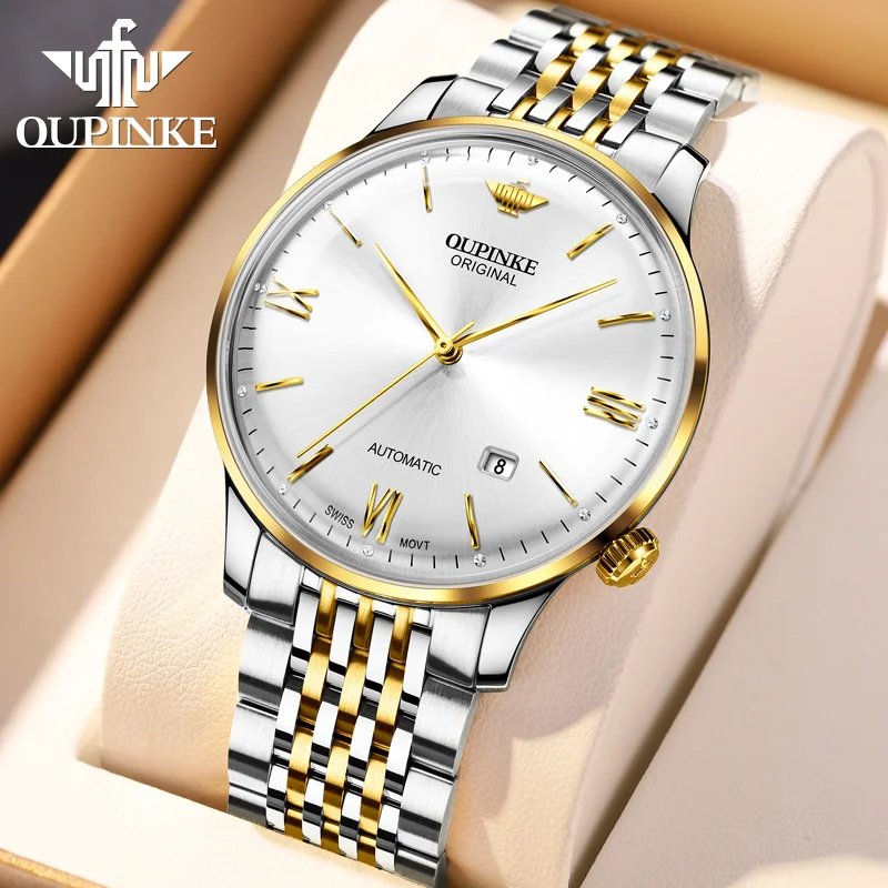 OUPINKE 3269 Swiss Movement Automatic Mechanical Watches for Man High-end Luxury Original Ultra Thin 7.3 mm Men's Business Watch