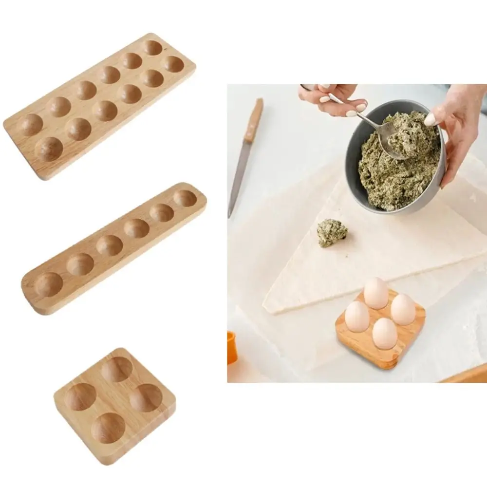 4/6/12 Holes Wooden Egg Holder Japanese-style Rustic Egg Storage Rack Natural material Multi-Compartment Egg Tray Refrigerator