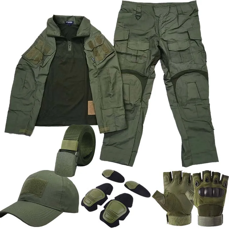 Green Gen3 Tactical Sets Combat Uniform Outdoor Hunting Clothes Tactics Waterproof Training Hiking Suit G3 Tops Cargo Pants Men