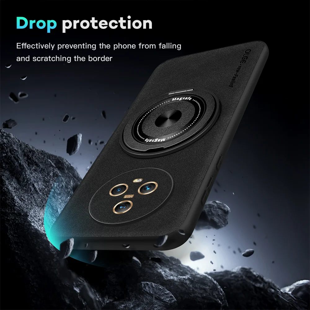 

For Honor Mgaic 5 5 Pro Fine Hole Sheepskin Swivel Bracket Magnetic Soft Edge Anti Drop Anti Fingerprint Phone Case