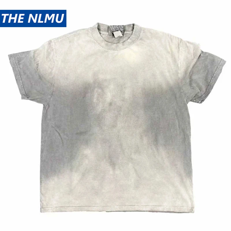 

Vintage Dirty Wash Short Sleeve T-shirt Men Women Tie Dye Gradient Tee Shirt 100% Cotton Music Festival Tee Top