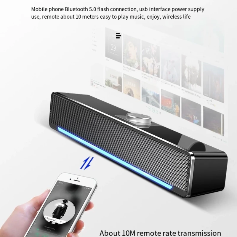 Home Desktop Bluetooth Speaker Subwoofer Intelligent Multi-function Stereo Long USB Cable Heavy Bass Computer Speaker Hot Sale