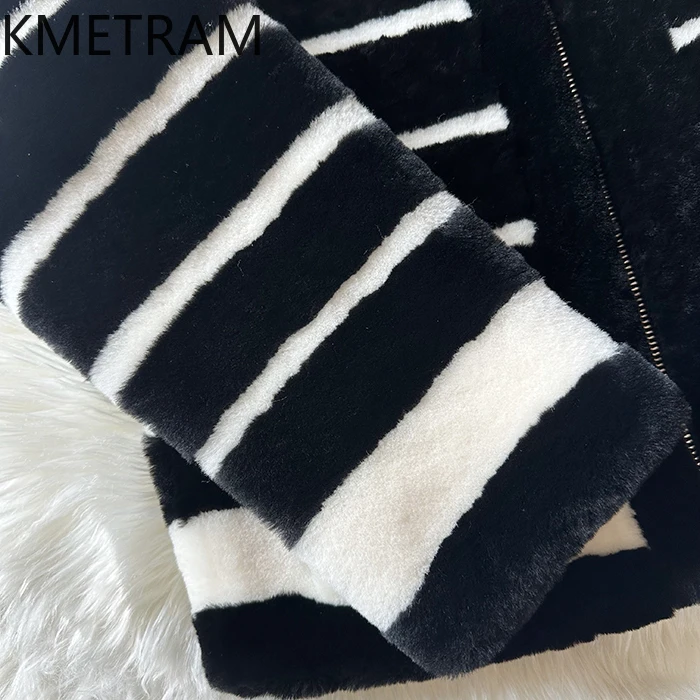 100% natuurlijke merinowol schapenvacht dubbelzijdig bontjas vrouw zwart en wit echte bontjas dames winterkleding 2025ба
