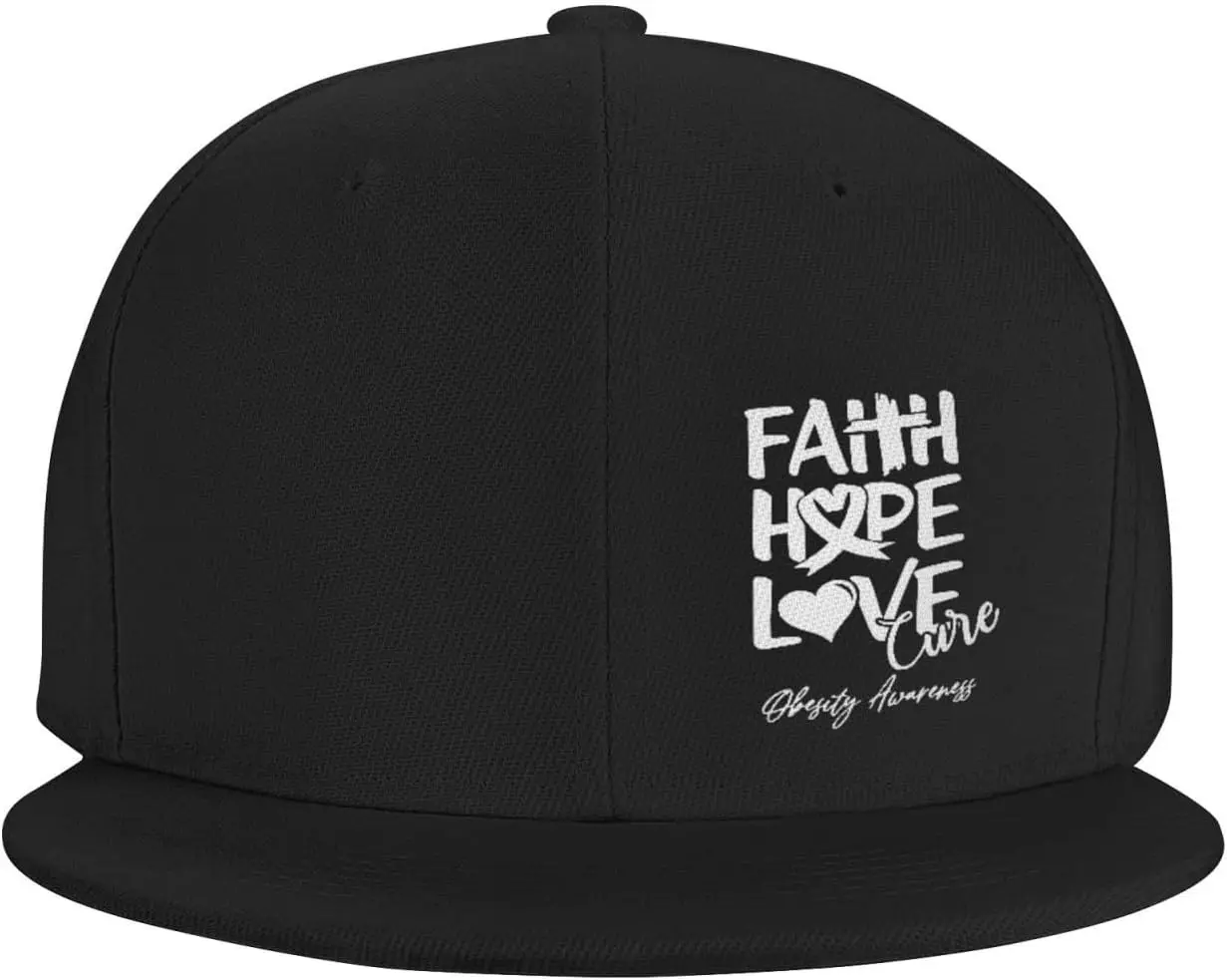 Hope for A Cure Obesity Hats for Men Black Hat Flat Bill Mens Dad Hats Cool Baseball Cap