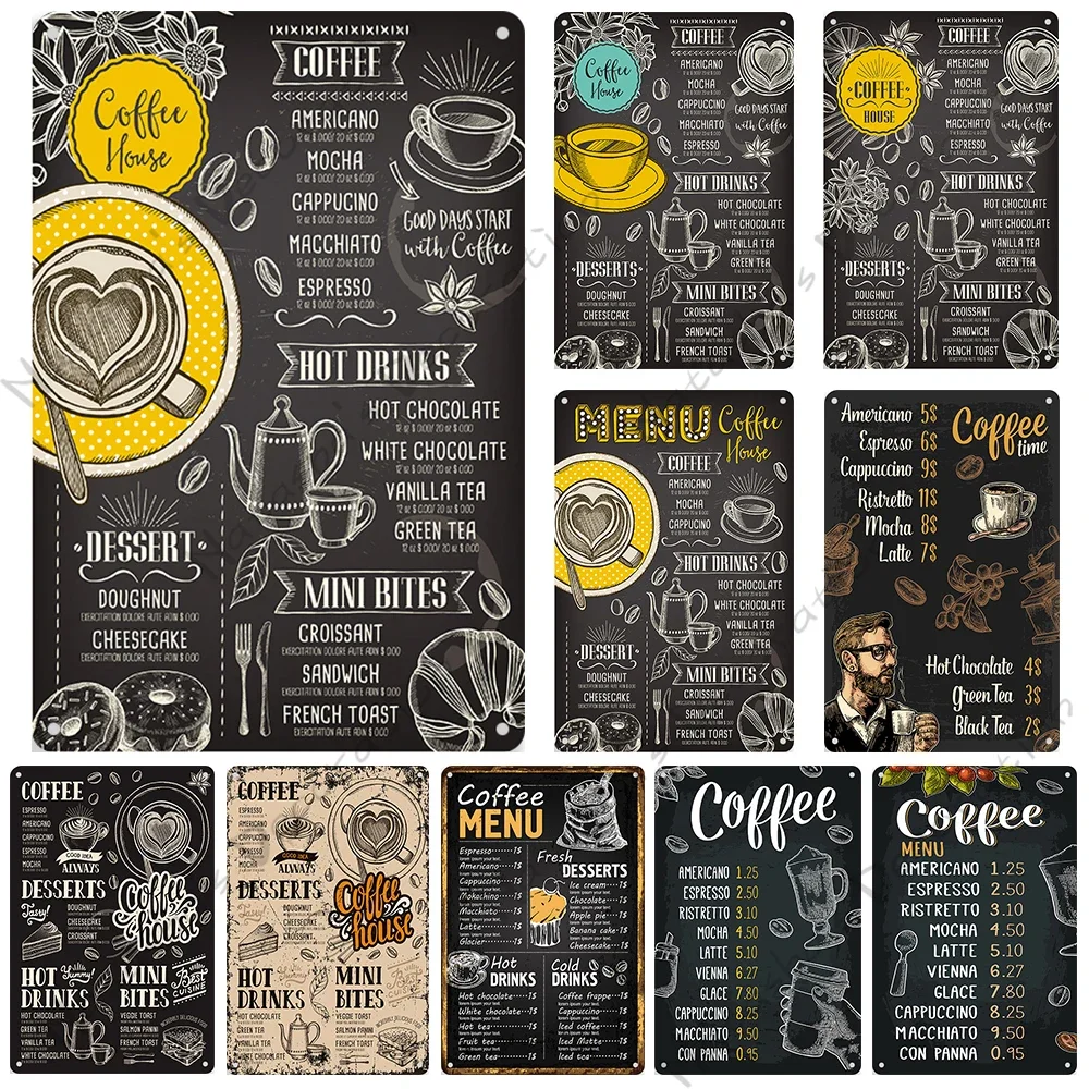 Coffee Metal Tin Sign Rusty Vintage Poster Metal Plaque Home Bar Club Cafe Wall Decor Signs Industrial Decoration Wall Plate