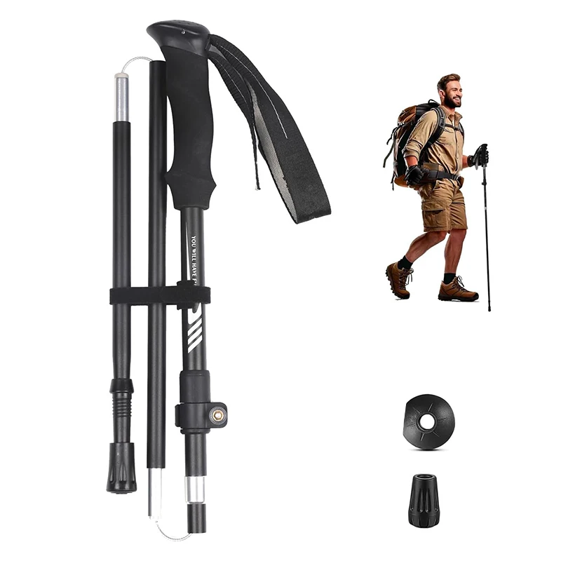 

Ultralight Carbon Fiber Foldable Hiking Trekking Poles Antishock Quick Lock System Telescopic Collapsible for Camping Climbing