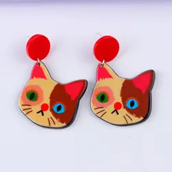 2023 Cute Cat Dog Acrylic Drop Earrings Epoxy Animal Aros Pendientes Girls Women Party Jewelry Gifts Wholesale