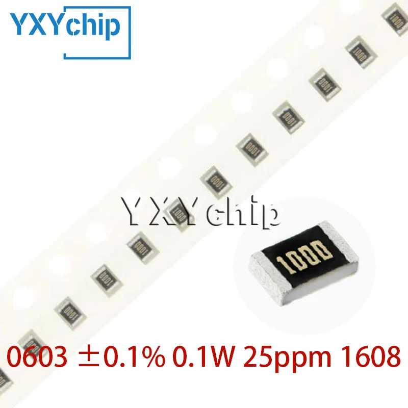 

50PCS 0603 ±0.1% 0.1W 25ppm 1608 SMD High Chip Accurate Resistor 1R 1.2 2.4 2.7 3.6 4.7 5.6 6.8 7.5 8.2R 24K27K 30 68 82K Ohm Ω