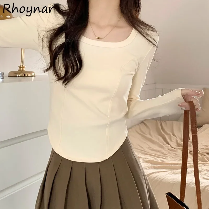 

Футболка женская с длинным рукавом, модная одежда в Корейском стиле, мягкий бархатный топ, базовая однотонная простая внутренняя одежда для отдыха, осень